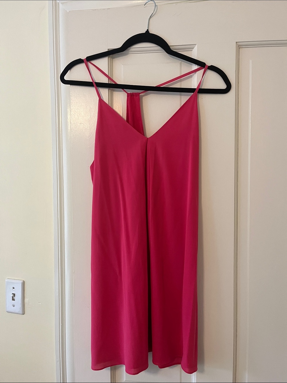 Alice + Olivia Hot Pink Double-Strap V-Neck Mini Dress
